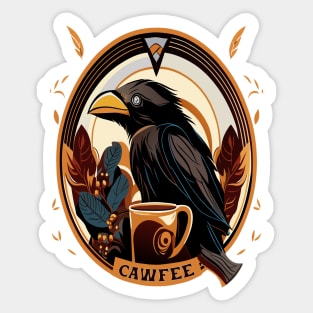 "Cawfee" crow and coffee Sticker